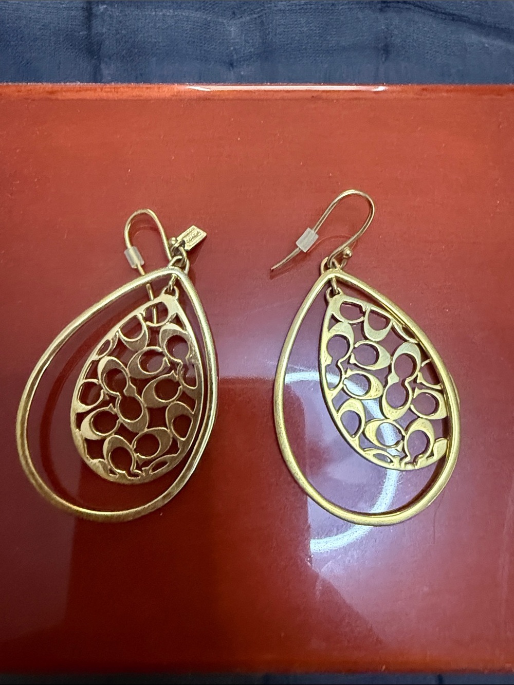 COACH Gold Teardrop Filigree Dangle Earrings - Women Jewelry